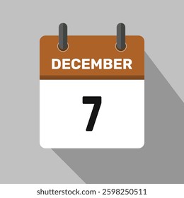 7 december calendar icon vector month date illustration design
