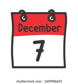 7 December. Vector flat daily calendar icon. Date and time, day, month. Holiday