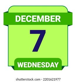 7. Dezember, Mittwoch. Datumsvorlage. Nützliches Design für Kalender- oder Veranstaltungswerbung. EPS10 Datei, Vektorgrafik.
