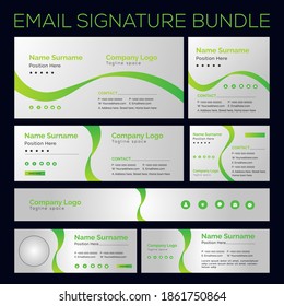 7 Different flat and modern e-mail signature templates, Email signature, Illustration of profile contact us, emailing user card, Set of 7 flat and modern e-mail signature templates,