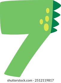 7 Dinosaur Style Digit Vector Illustration