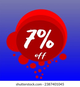 7% discount bubbles icon, percentage red blue and white