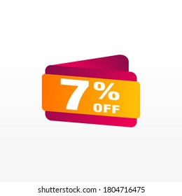 7 descuento, insignias de vectores de venta para etiquetas, , pegatinas, banners, etiquetas, etiquetas Web, nueva oferta. Banner de signo de origami de descuento