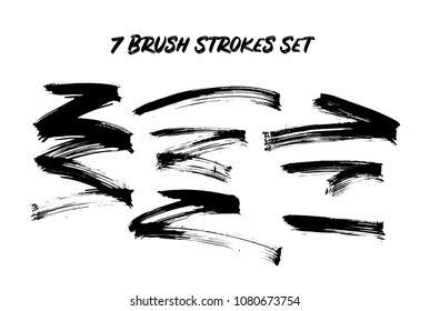 7 Dry Brush Strokes Set. Paint Textures For Lettering