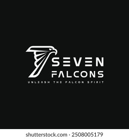 The 7 + Falcon Minimalist Logo features a sleek, modern design combining the number 7 with a stylized falcon. This full vector art is perfect for brands seeking a clean, bold identity, offering versat