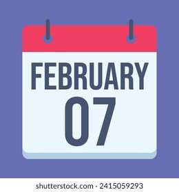 7 February Calendar. Blue Background. Vector Calendar.