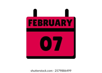 7 February calendar icon text page monthly web design on red, black and white background vector, icon, or illustration with the month of February 7