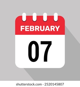 7 Februar Kalender Symbol Vektorgrafik Hintergrund Grafikdesign.