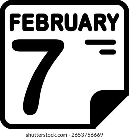 7. Februar Kalender Halb Solid minimalistisches Symbol