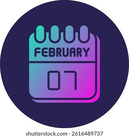 7 February Glyph Circle Gradient Icon