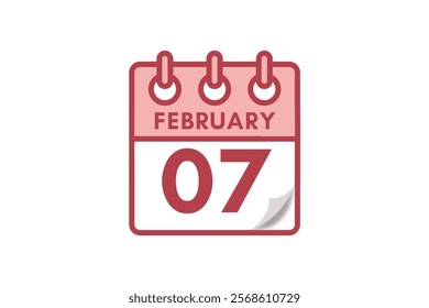 7 February month single day vector, illustration, calendar with maroon, rose and white color background calendar February 7