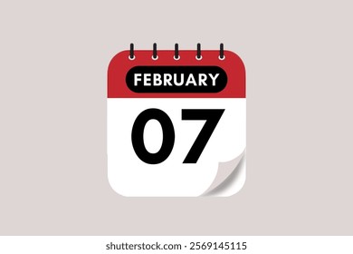 7 February month single day vector, illustration, calendar with maroon, rose and white color background calendar February 7