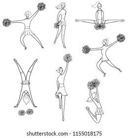 7 figures of cheerleaders, vector