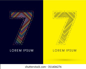 7 ,Font , colorful light movement, designed using colorful line and black and white line, graphic vector