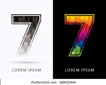 7 Font , Colors and black melt graphic vector