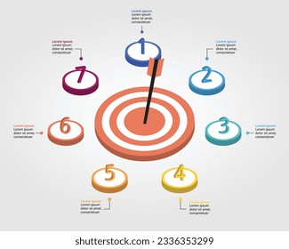7 Plantilla de objetivo para infografía para presentación de 7 elementos