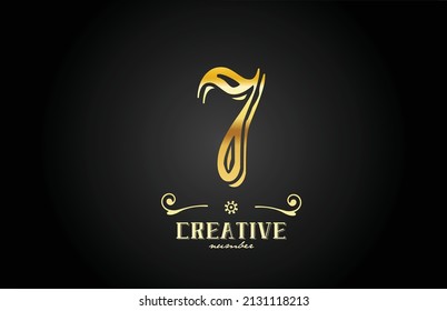 7 gold number logo icon design. Creative template for business and company