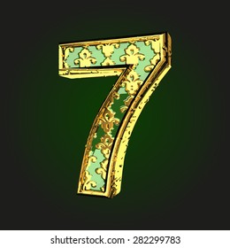 7 green letter with gold