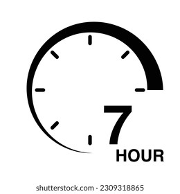 7 hour protection clock time sign icon symbol vector illustration isolated on white background