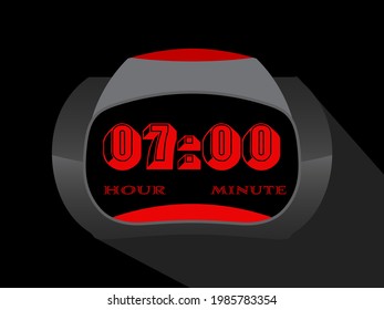 7 hours time clock, seven hours digital clock illustration