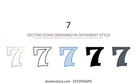 7 icon design with white background stock illustration