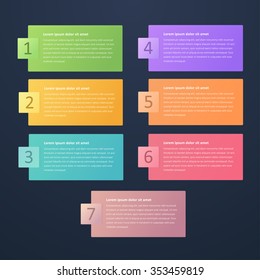 7 Infographic template to form a box or card Vector Business Illustration by number