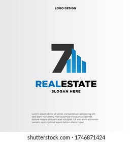 7 Initial logo concept with building template vector.