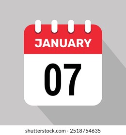 7 january calendar icon vector graphic design