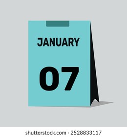 Fondo de ilustración de Diseño gráfico de Vector de iconos de calendario del 7 de enero.