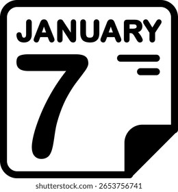 Calendario del 7 de enero Icono minimalista semisólido