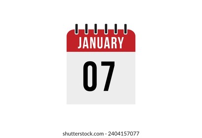 7 january calendar vector. Flat vector daily calendar icon. calendar icon vector.