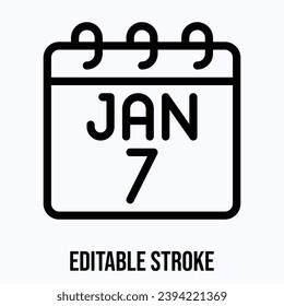 Calendario del 7 de enero, icono del calendario de vectores.