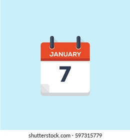 7. january flat style calendar, vector illustration