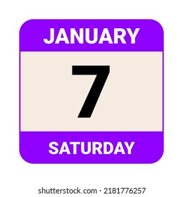 7 January, Saturday. Date template. Useful design for calendar or event promotion. Vector illustration EPS 10 File