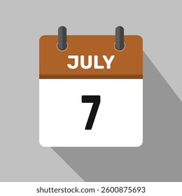 7 july calendar icon vector month date illustration design