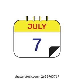 7 july calendar icon vector illustration design