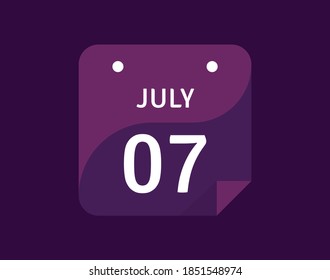 Icono 7 de julio Icono de calendario de un solo día Ilustración del vector