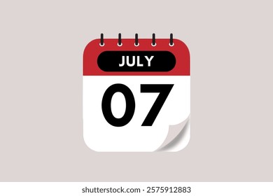 7 July month single day vector, illustration, calendar with maroon, rose and white color background calendar July 7