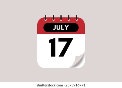 7 July month single day vector, illustration, calendar with maroon, rose and white color background calendar July 17