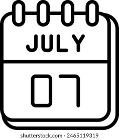 7 July Vector Line Icon Design