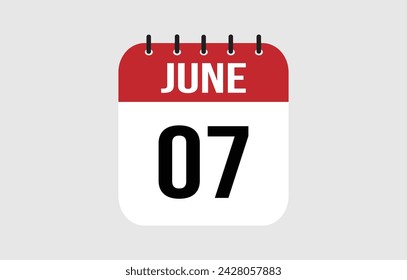 7 June Calendar. June Calendar Vector Illustration.