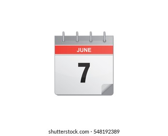 7 June calendar vector illustration on white background