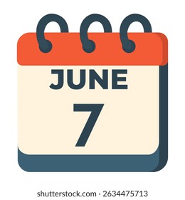 Vector del calendario del 7 de junio sobre fondo blanco
Calendario de Vector con fecha