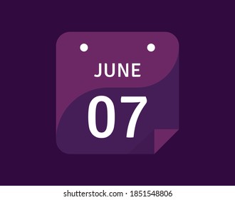 7 June, June 7 icon Single Day Calendar Vector illustration