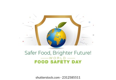 7 June, World Food Safety Day. Safer food, happier life creative concept. 3D vector illustration.