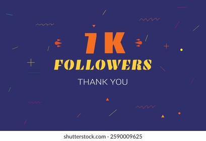 7 k followers thank you. 7000 subscribers vector illustration social media post subscribers