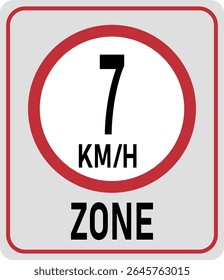 7 km h speed limit zone. Vector illustration