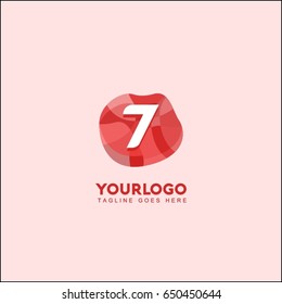 7 letter abstract red stone and diamond logo symbol. Isometric circle line logotype fashion. Brand identity for your business