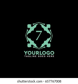7 Letter Emblem of the weaving circle logo. Monogram design element, graceful template. Simple identity design for Royalty, business card, Boutique, Hotel, Heraldic, Web design. 