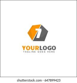 7 letter hexagonal geometric logo concept